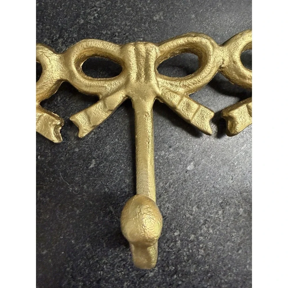 Gold Bow Multi Hook Coat Rack 17x4.5